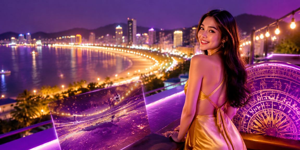 Không gian cá cược thể thao neon sôi động tại Quy Nhơn về đêm